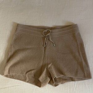 Naadam Cashmere Ribbed Shorts in Camel - Small